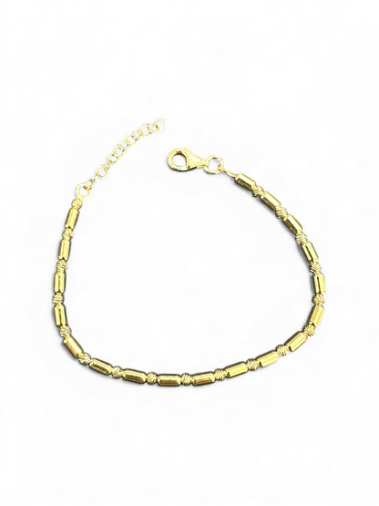 Bracciale in Argento 925 Dorato con Cilindretti Lavorati – Eleganza Sottile
