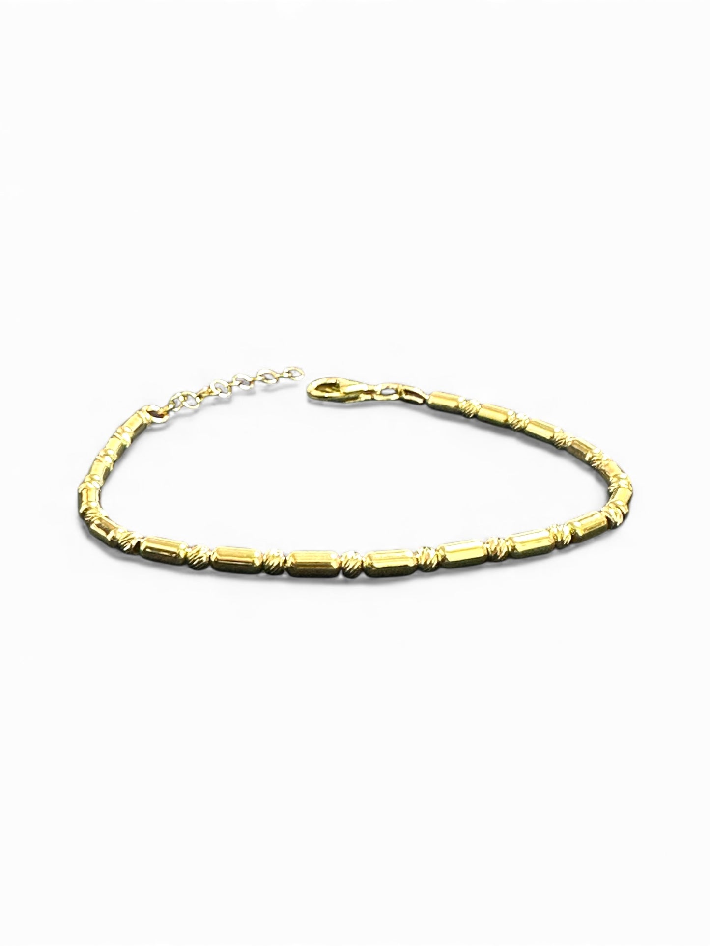 Bracciale in Argento 925 Dorato con Cilindretti Lavorati – Eleganza Sottile