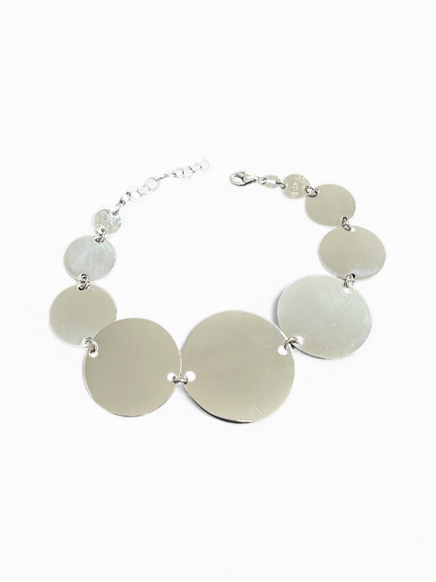 Bracciale in Argento 925 con Cerchi Lisci di Diverse Misure
