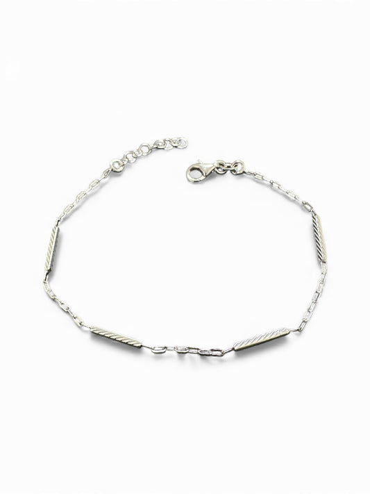 Bracciale in Argento 925 con Barre Decorate – Disponibile in Argento e Argento Dorato