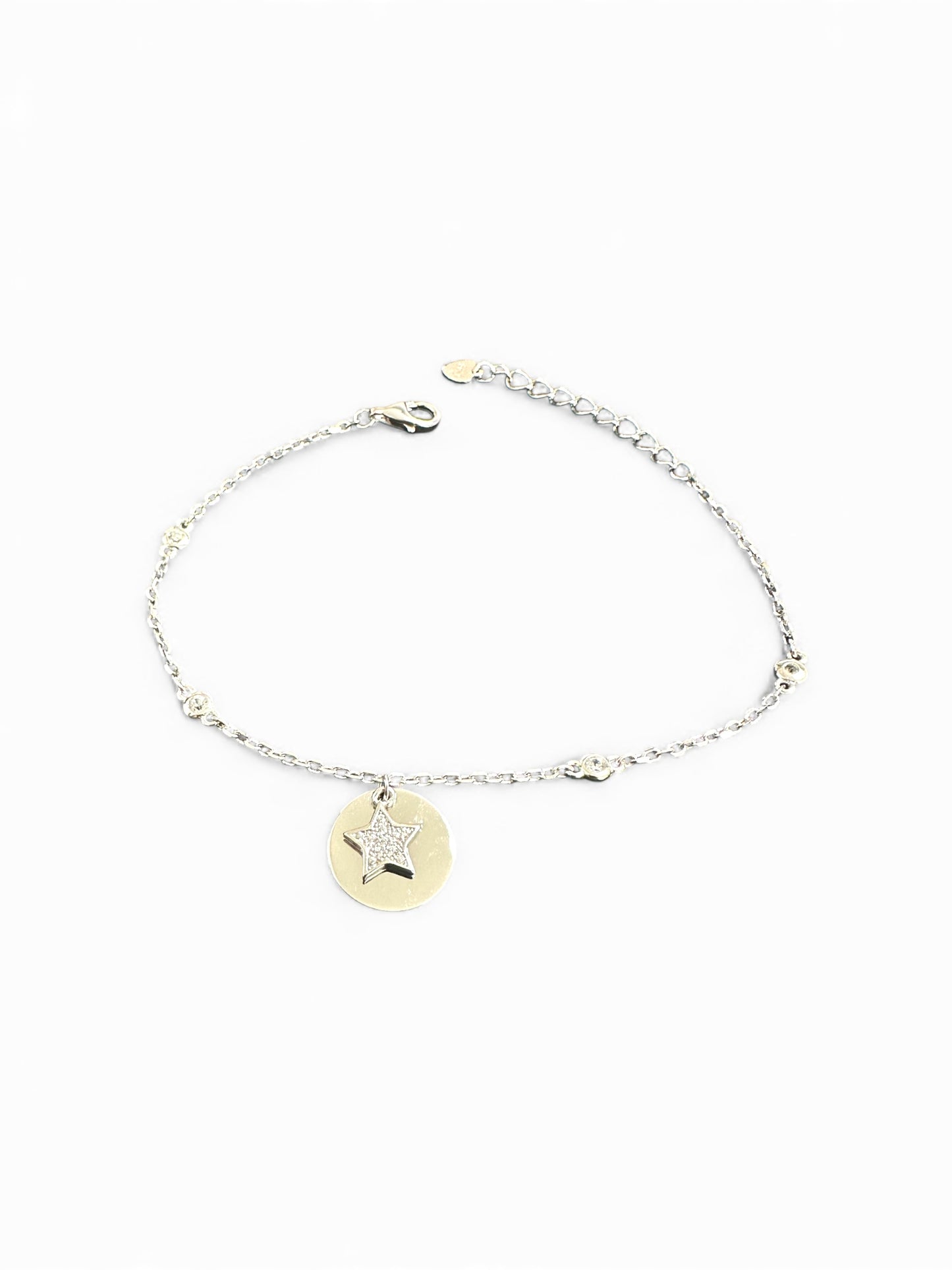 Bracciale in Argento 925 con Ciondolo Stella e Medaglietta – Elegante e Luminoso