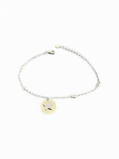 Bracciale in Argento 925 con Ciondolo Stella e Medaglietta – Elegante e Luminoso