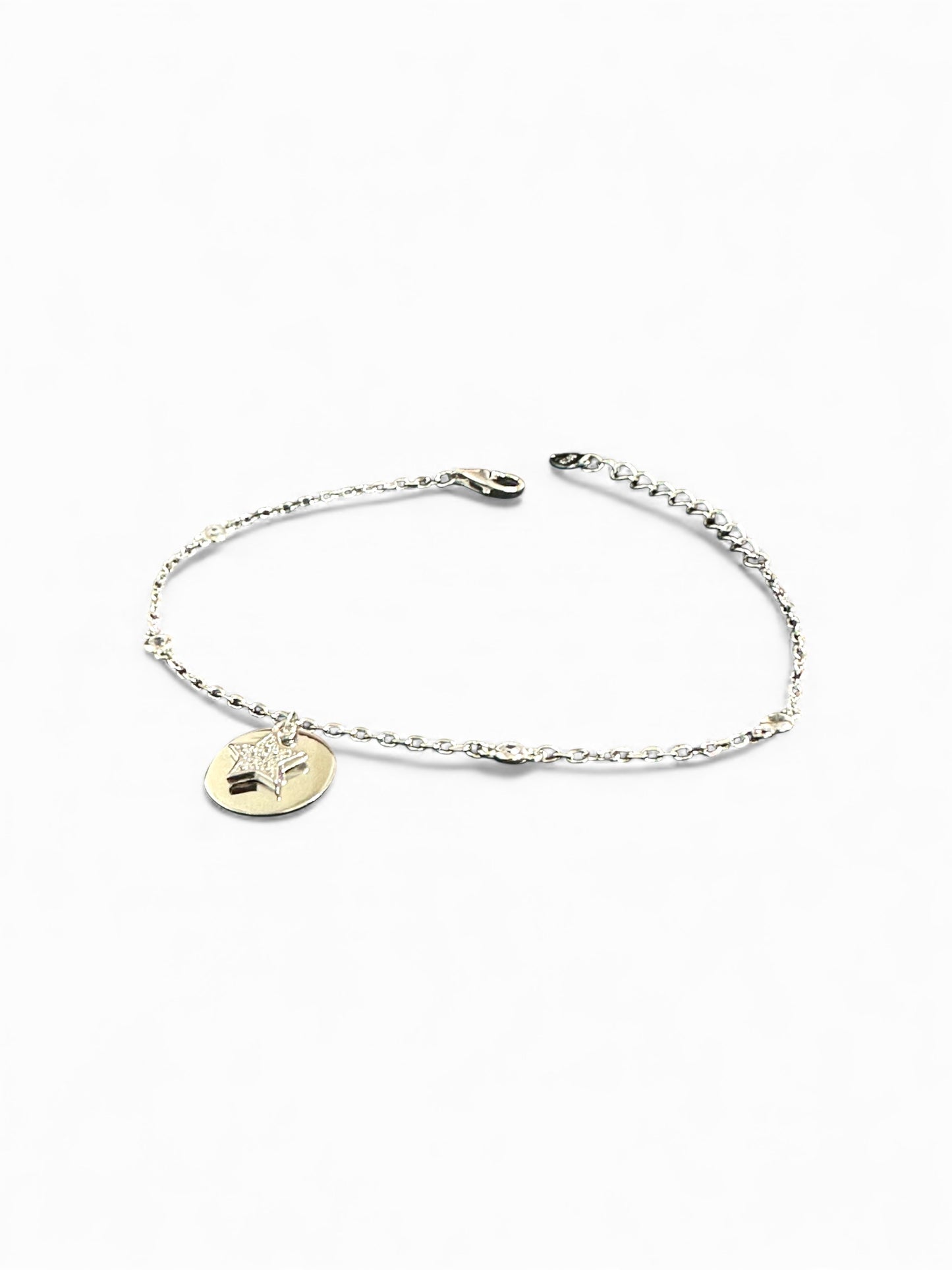 Bracciale in Argento 925 con Ciondolo Stella e Medaglietta – Elegante e Luminoso
