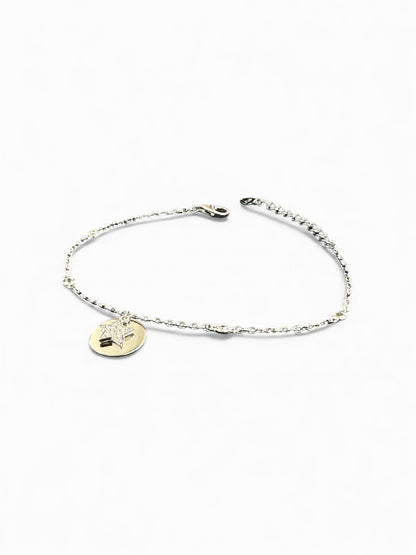 Bracciale in Argento 925 con Ciondolo Stella e Medaglietta – Elegante e Luminoso