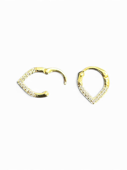 Orecchini Cuore Aperto in Argento 925 Placcato Oro con Zirconi