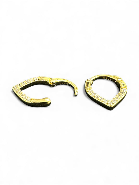 Orecchini Cuore Aperto in Argento 925 Placcato Oro con Zirconi