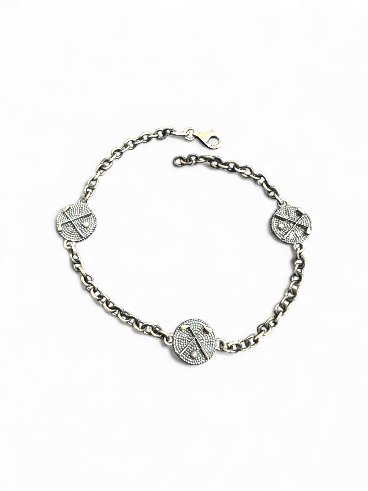 Bracciale in Argento 925 con Tre Medaglioni Decorati