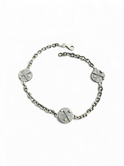 Bracciale in Argento 925 con Tre Medaglioni Decorati