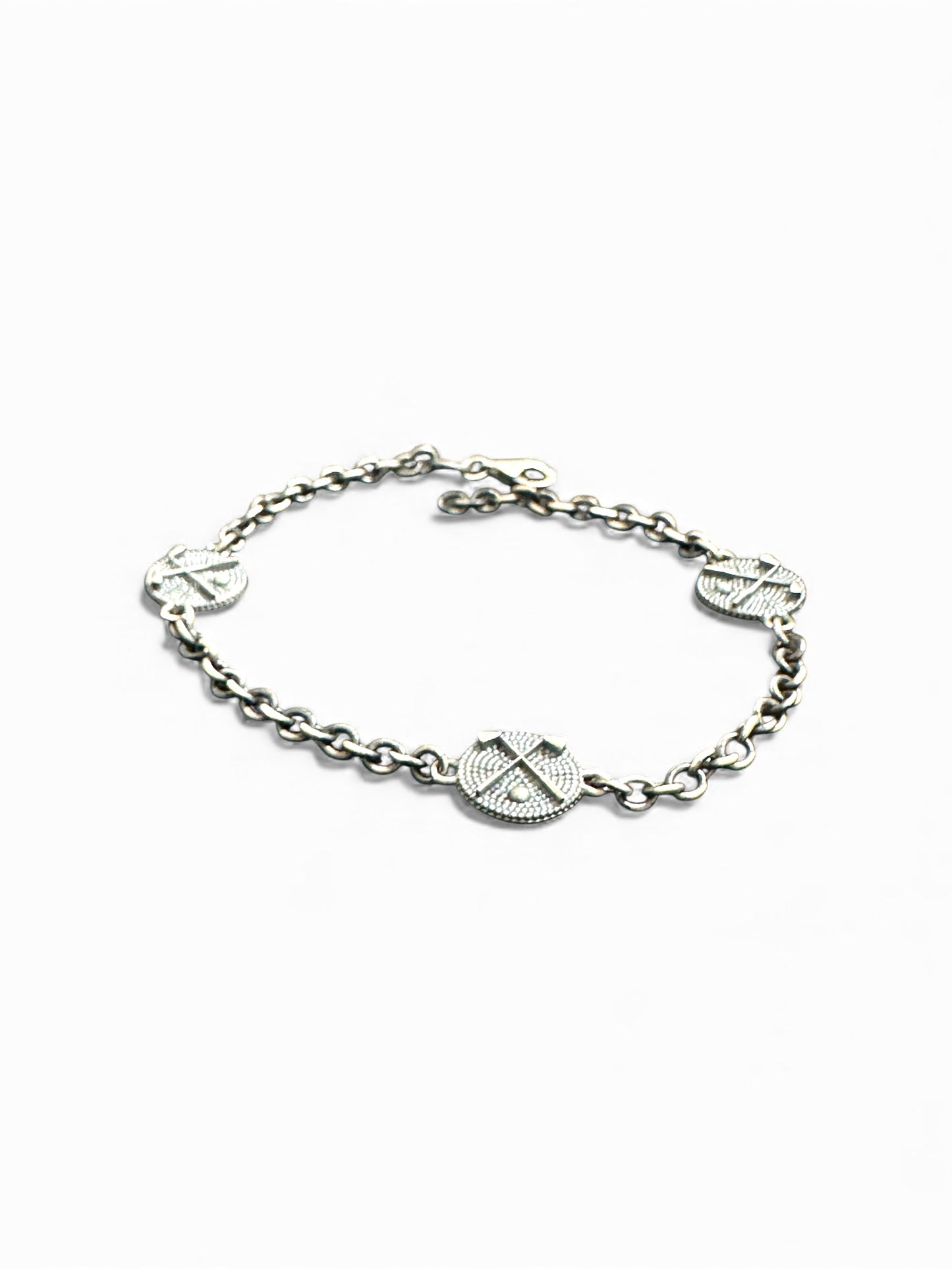 Bracciale in Argento 925 con Tre Medaglioni Decorati