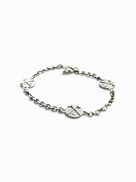Bracciale in Argento 925 con Tre Medaglioni Decorati