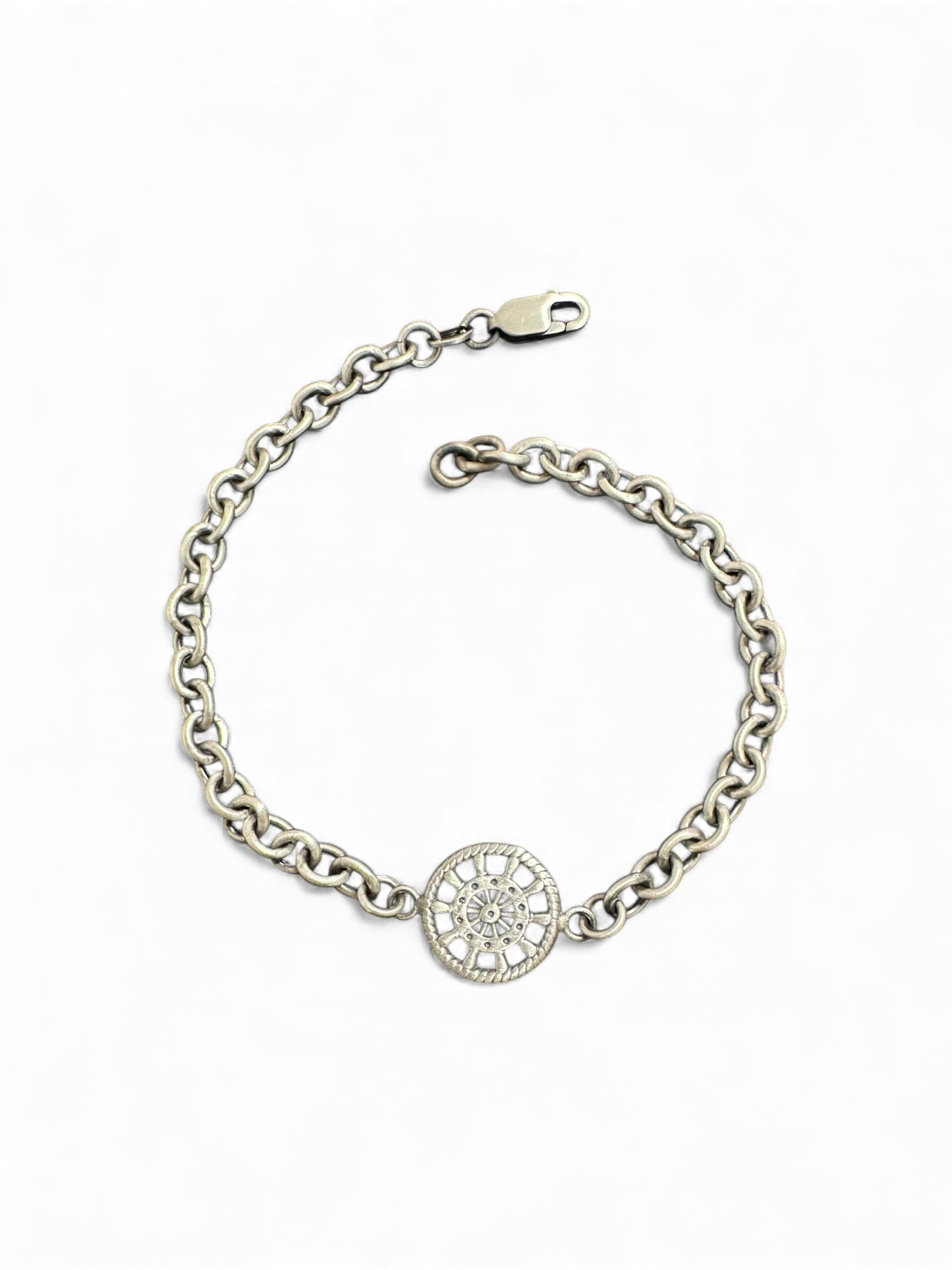 Bracciale in Argento 925 con Ciondolo Ruota Stilizzata
