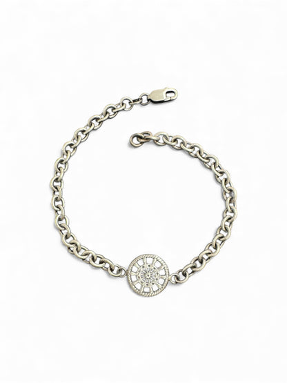 Bracciale in Argento 925 con Ciondolo Ruota Stilizzata