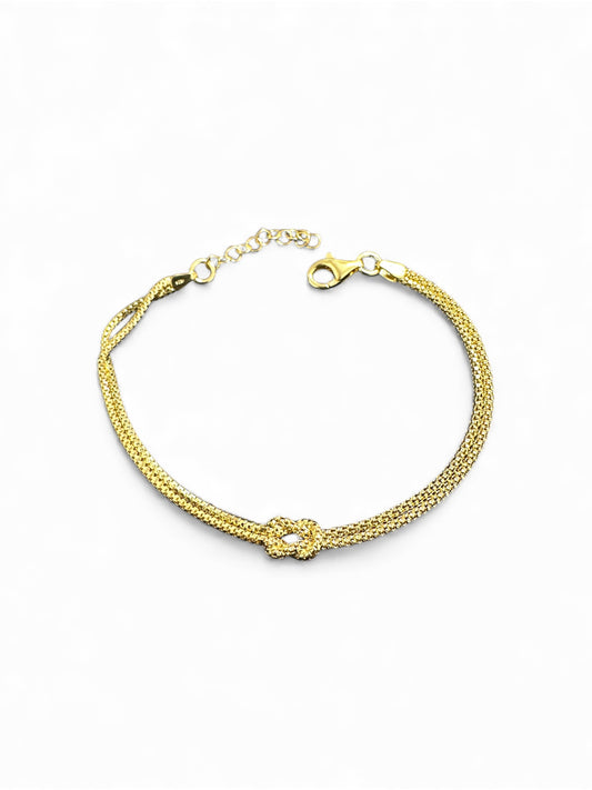 Bracciale Nodo in Argento o Argento Dorato - Maglia Serpente Regolabile