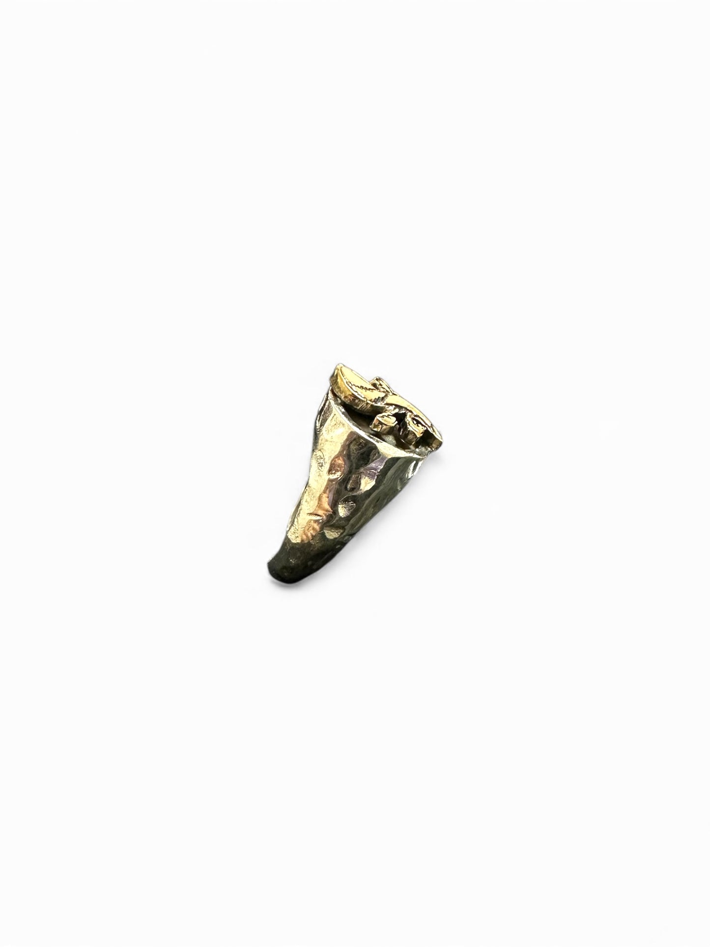 Anello Regolabile in Argento Martellato con Asso di Bastoni