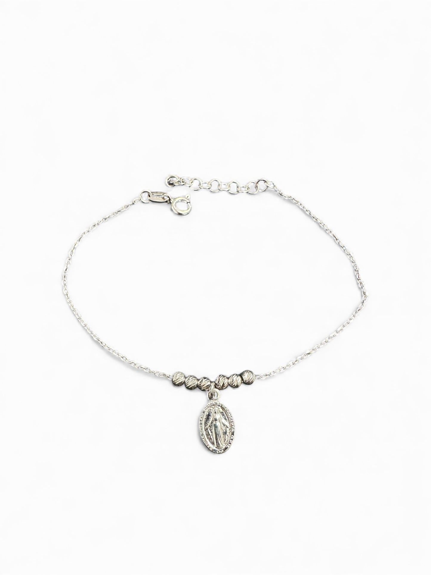 Bracciale con Medaglietta Madonna in Argento 925 – Regolabile