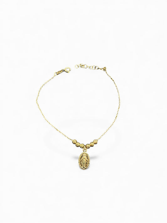 Bracciale con Medaglietta Madonna in Argento 925 – Regolabile