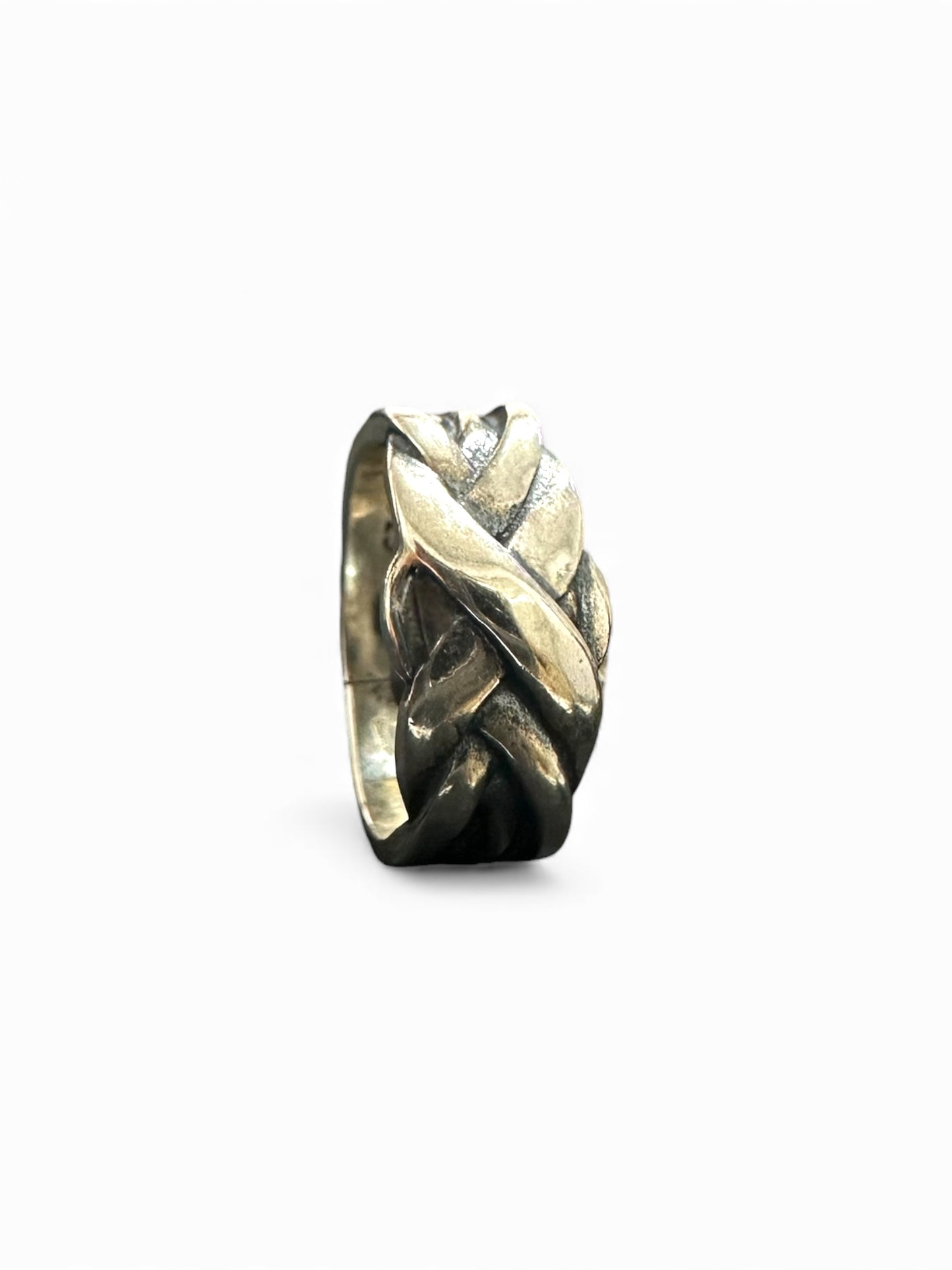 Anello Regolabile Intrecciato in Argento 925 Brunito