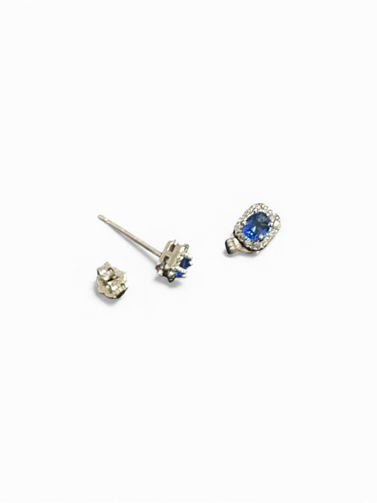 Orecchini Punto Luce in Argento con Zircone Blu
