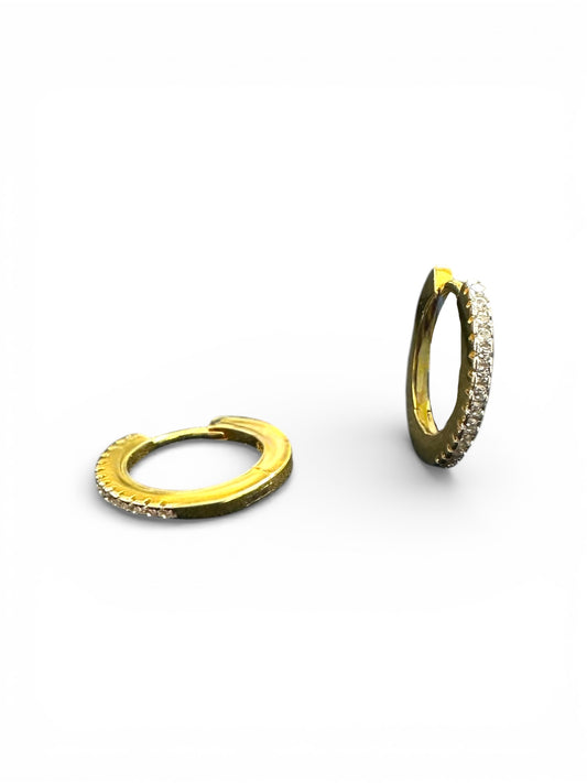 Orecchini a Cerchio in Argento 925 Dorato con Zirconi Bianchi