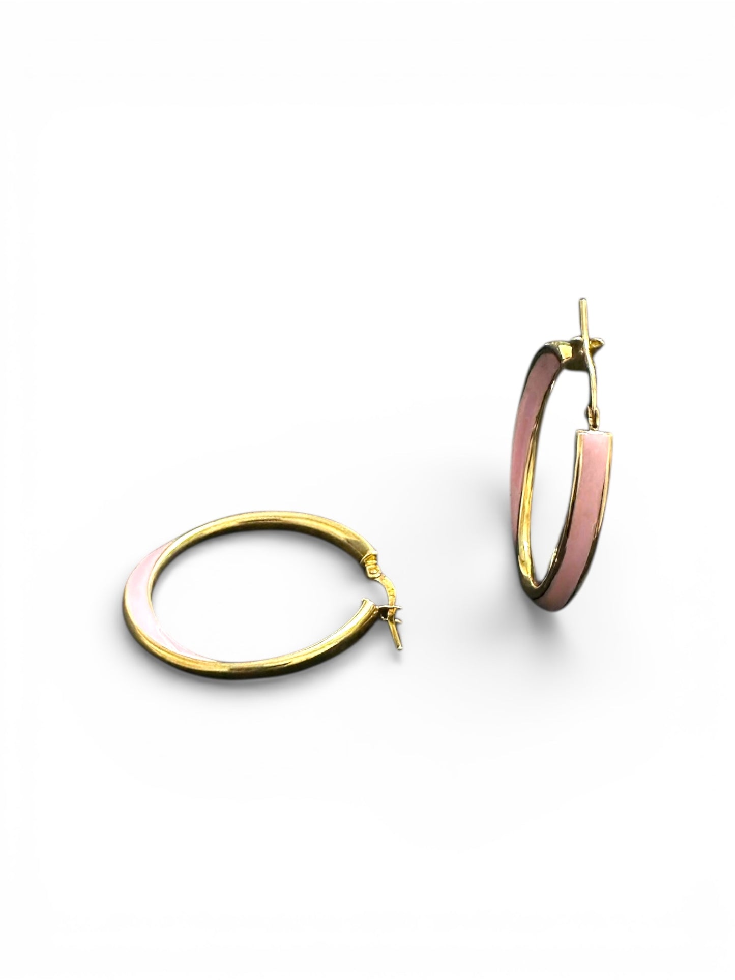 Orecchini a cerchio in argento 925 dorato con smalto rosa
