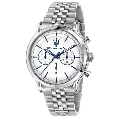 Maserati Epoca Cronografo Acciaio Inox Quadrante Bianco Quarzo R8873618034 100M Orologio da Uomo