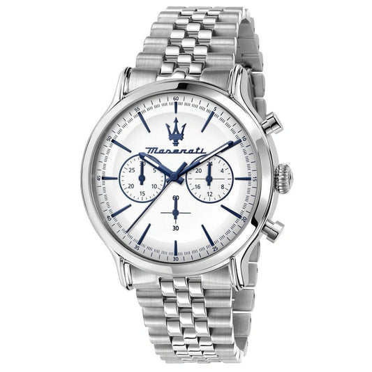 Maserati Epoca Cronografo Acciaio Inox Quadrante Bianco Quarzo R8873618034 100M Orologio da Uomo