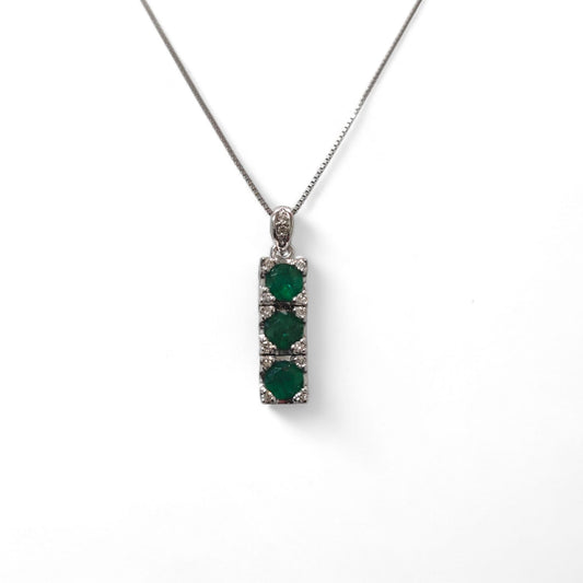 Pendente Trilogy con Smeraldi CT 1.26 e Diamanti CT 0.12