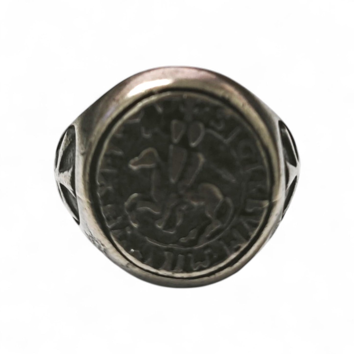 Anello Chevalier Templare Ovale in Argento 925 mis 21 Regolabile