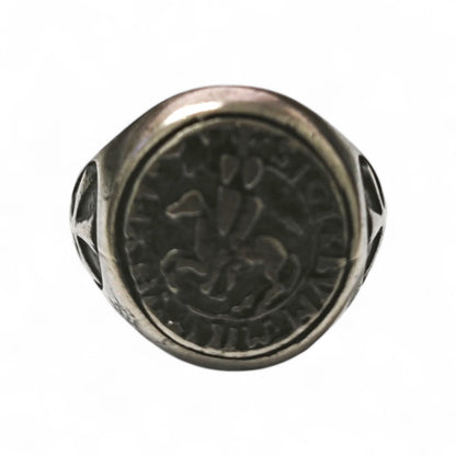 Anello Chevalier Templare Ovale in Argento 925 mis 21 Regolabile