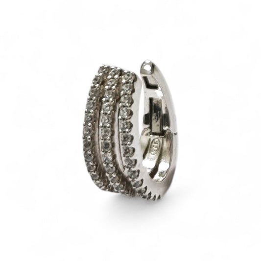 Piercing Ear Cuff in Argento 925 in Argento con 3 giri di Zirconi