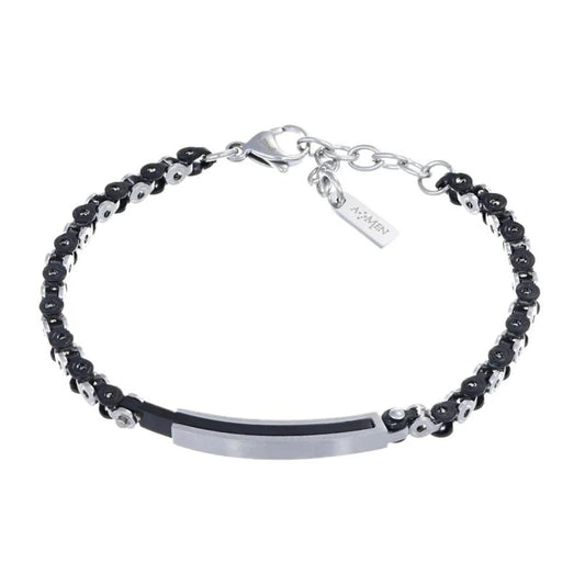 Amen Bracciale Acciaio Pvd Nero e Rodio Ref. ACUMBR2069