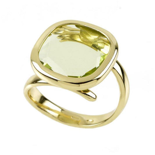 Anello Aquacaramelle con pasta vitrea verde taglio antico