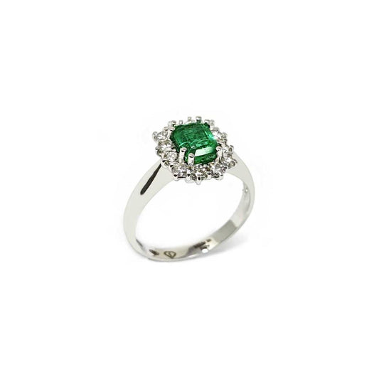 Anello con Smeraldo CT 1.06 e Diamanti CT 0..35