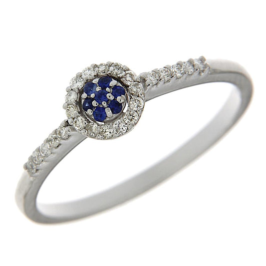 Anello con Zaffiri CT 0.05 e Diamanti Bianchi CT 0.14