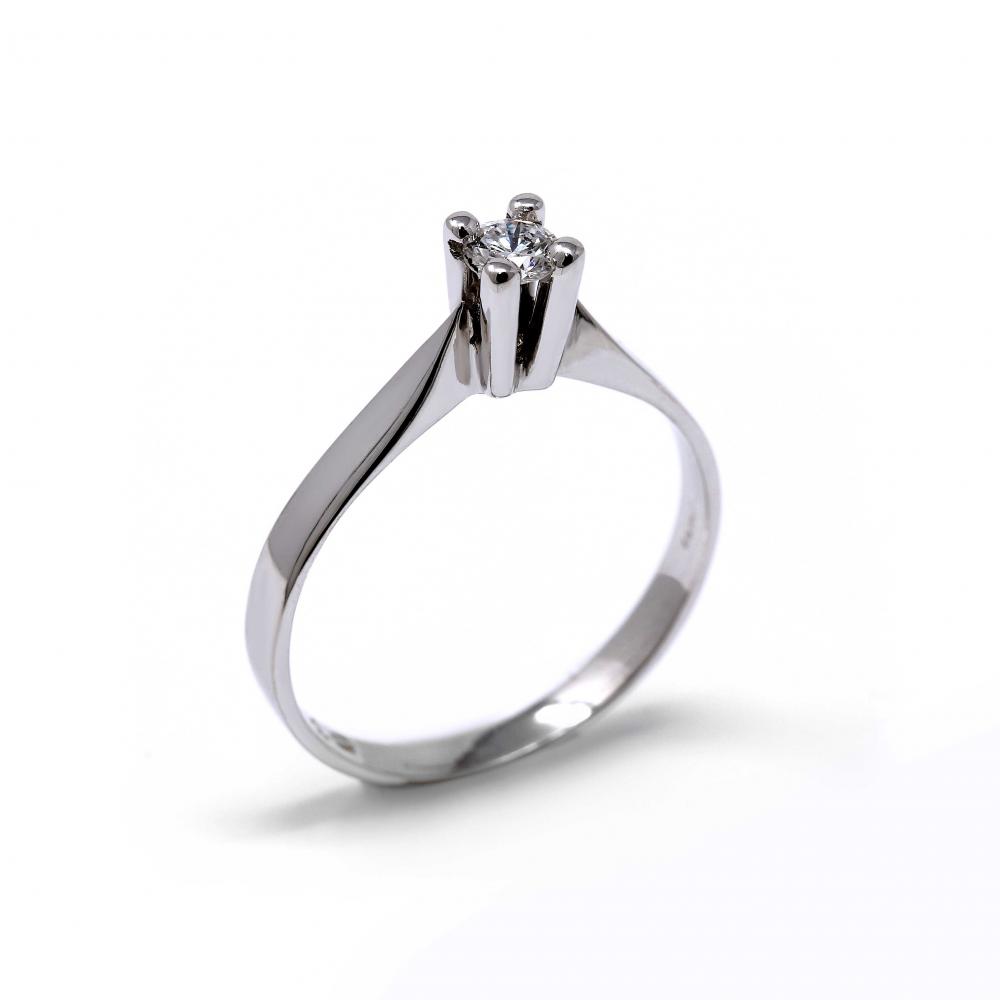 Anello Solitario modello Giza in Oro Bianco con Diamante CT 0.15 SI1 F