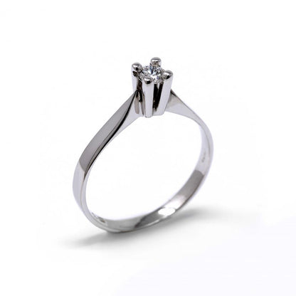 Anello Solitario modello Giza in Oro Bianco con Diamante CT 0.15 SI1 F