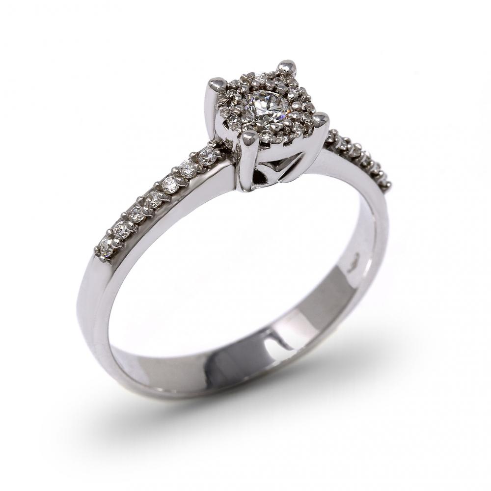 Anello solitario con diamanti bianchi CR 0.28 | Made in Italy