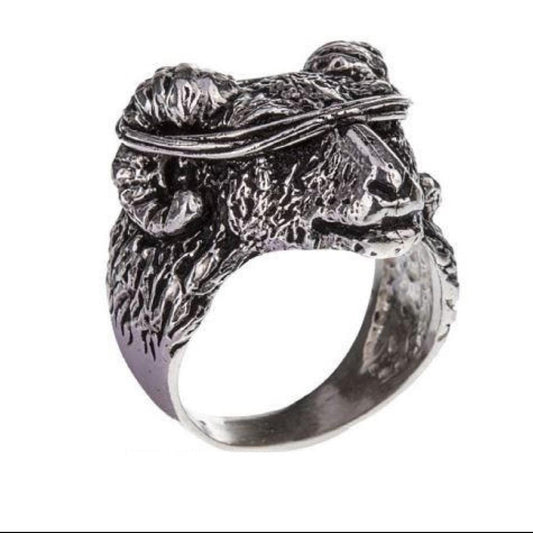 Anello Testa dell' Ariete in Argento 925