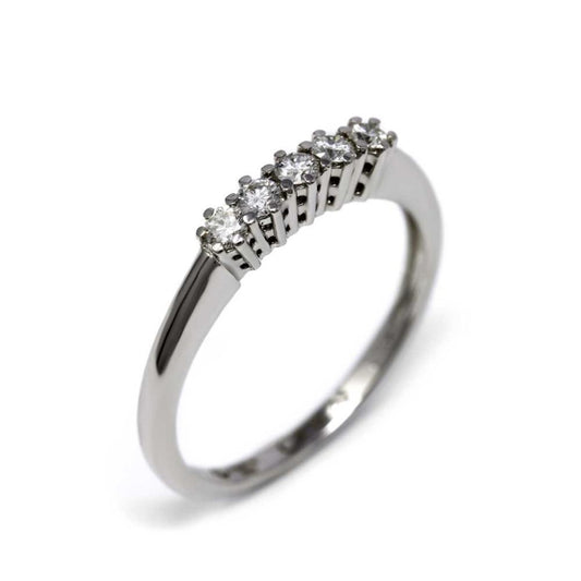 Anello Veretta 5 Pietre con Diamanti  CT 0.25