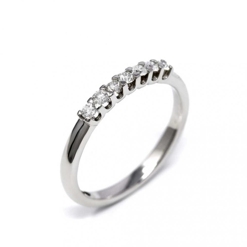 Anello Veretta 7 Pietre con Diamanti CT 0.28