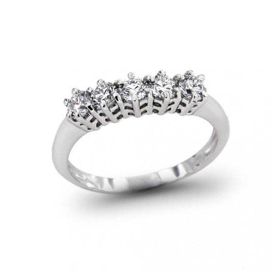 Anello Veretta 5 Pietre con Diamanti CT 0.45