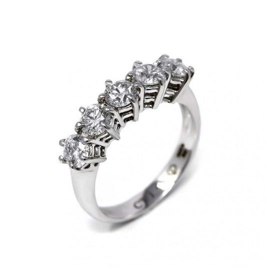 Anello Veretta 5 Pietre con Diamanti CT 1.25