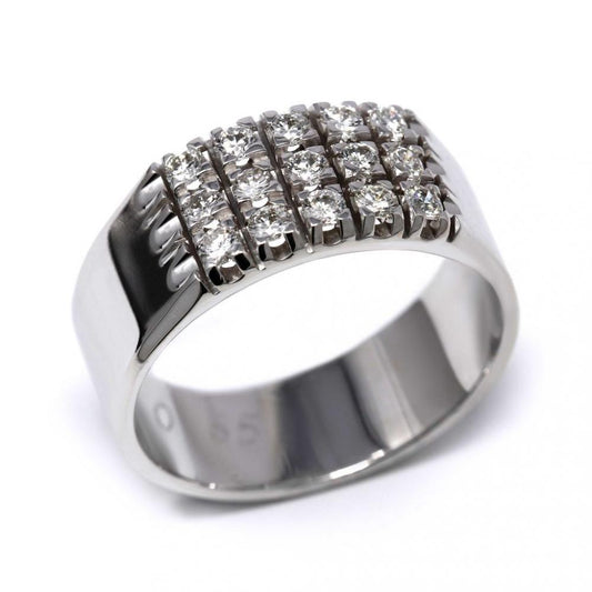 Anello Veretta a 3 File con Diamanti CT 0.65