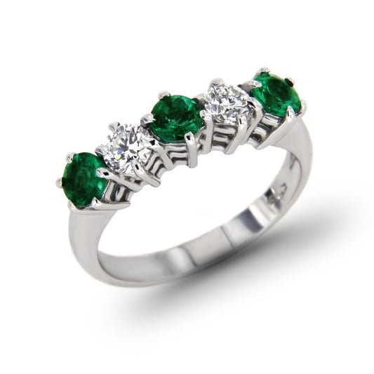 Anello Veretta con Smeraldi CT 0.72 e Diamanti CT 0.46