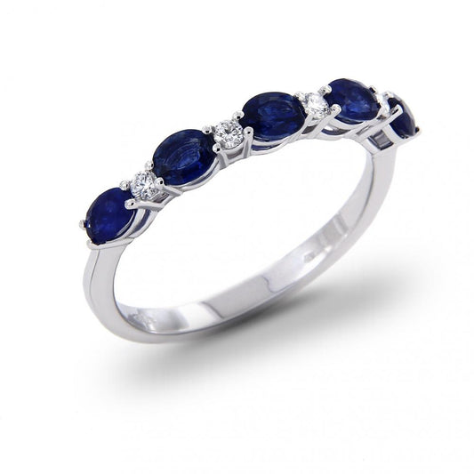 Anello veretta con Zaffiri CT 0.10 e Diamanti CT 1.10