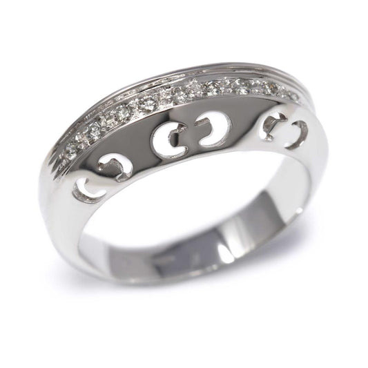 Anello Veretta Stilizzata con 9 Diamanti CT 0.15