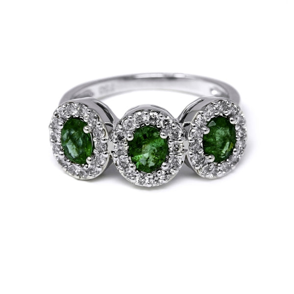 Anello Trilogy Smeraldi CT 0.90 e Diamanti CT 0.48