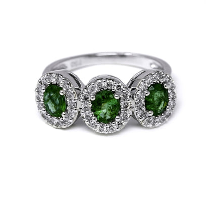 Anello Trilogy Smeraldi CT 0.90 e Diamanti CT 0.48