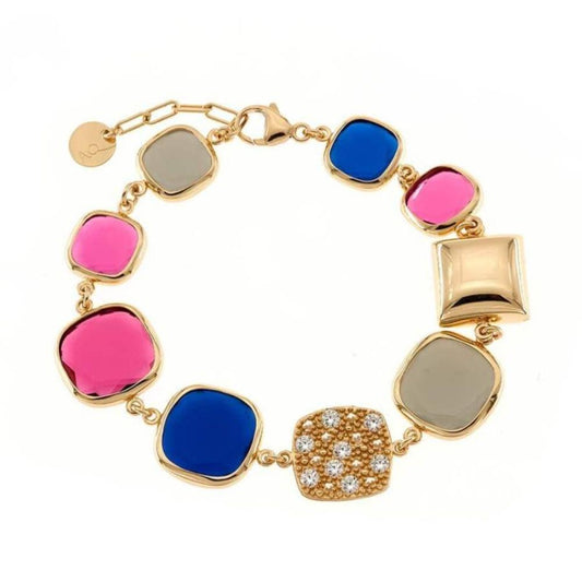 Bracciale Caramelle Reverse con paste vitree grigio, fucsia e blu