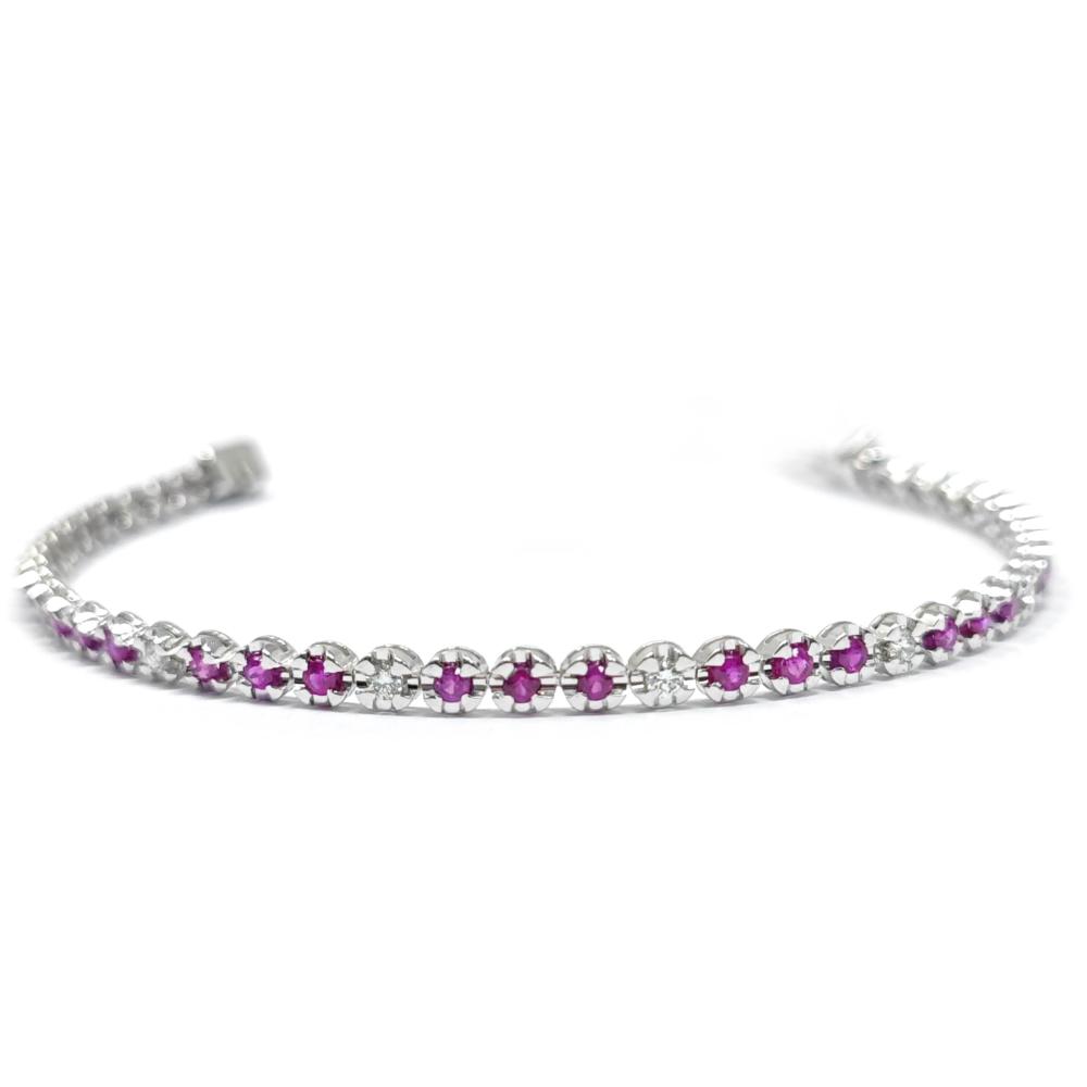 Bracciale Tennis con Rubini CT 1.70 e Diamanti CT 0.33